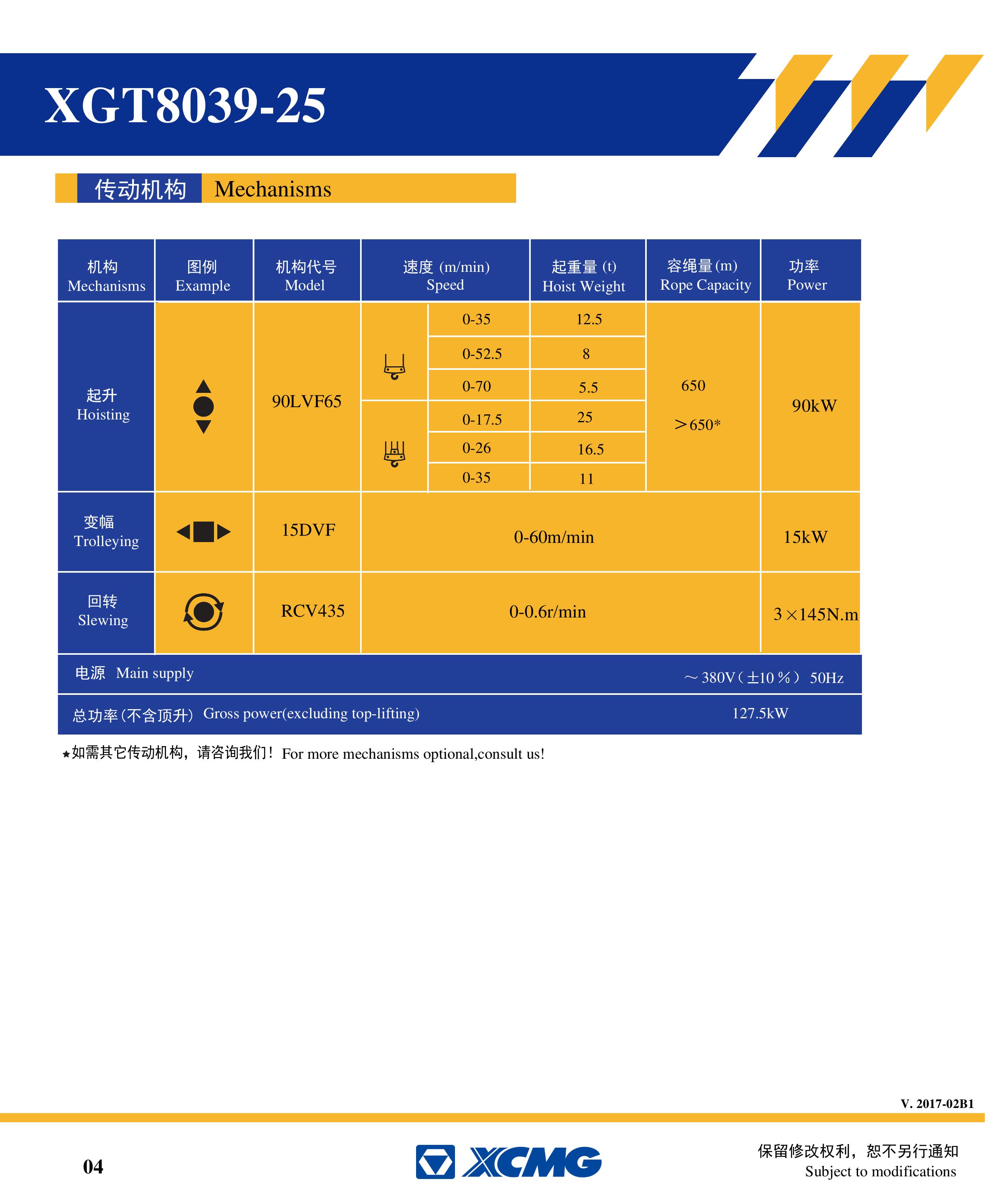 徐工集团XGT8039-25平头塔式起重机